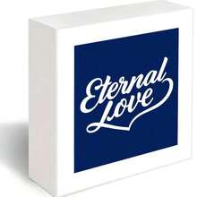 Eternal Love White Rectangular Decorative Wooden Box With Smooth Surface, Square Dark Blue Panel & Stylized Cursive 'Eternal Love' (Heart Curve On 'e' & 'l') - Elegant Minimalist Design, Subtle Left Shadow, Perfect Valentine's Day/Birthday Gift For Couples & Loved Ones - White - View 6