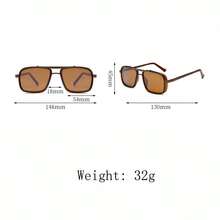 1pc Men's Fashion Thick-Rimmed Double-Bridge Fashion Glasses - Brown - View 4