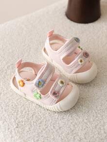 1 Pair Baby Sandals, Sweet & Breathable Soft Bottom Anti-Slip Summer Infant Toddler Girl Walking Shoes - Pink - View 4