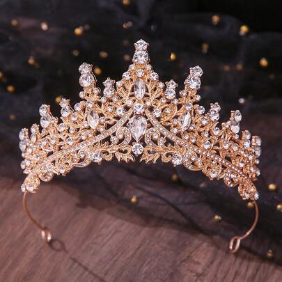 1件欧式巴洛克风格新娘皇冠，水晶头饰，生日派对发饰