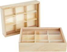 Small Wooden Box With Lid - 9 Compartment Organizer - DIY Craft & Storage - 2 Pack - Solid - View 9