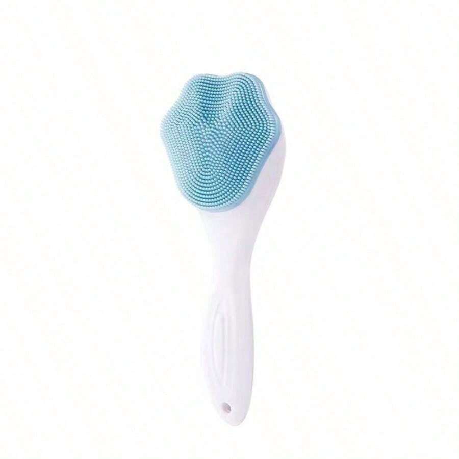 Silicone Face Scrubber Exfoliating Brush, Manual Handheld Facial Cleansing And Blackhead Scrubber, Soft Bristles Waterproof For Face Skincare (Blue) - 藍色 - 查看 1
