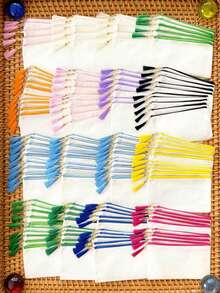 1/5/10/20pcs Elegant Portable Beige Canvas Jewelry Organizer Pouch With Colorful Tassel Decor (2 Styles, 10 Colors Available), Boho Style Tassel Makeup Bag, Reusable Canvas Zipper Pouch For Daily Use, Shopping, Travel, Gym - Beige - View 8