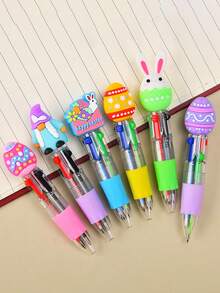 10/20 Peças Conjunto de Canetas Esferográficas Multicoloridas de Coelho de Páscoa, Canetas de Ovo Coloridas Fofas 4 em 1, Pacote Granel, Ideal para Festa de Aniversário, Casamento, Presentes de Feriado, Recheio de Lembrancinhas de Festa - Multicolorido - Visão 3