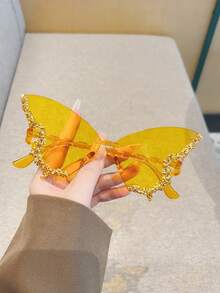 ROMWE Grunge Punk 1pc Rhinestone Butterfly Fashion Glasses, Fashion Bling Bling Fashion Glasses For Women, Everyday Use - Color Frame Color - View 7