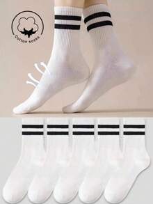 1/3/5/10 Pairs Women Ankle Socks, Cotton Socks, White Socks, Ladies Socks, Cute Socks, Girl Socks, Autumn/Winter & Summer Socks, Mesh Breathable Details, Moisture-Wicking, Soft & Smooth, Suitable For Various Occasions, Unisex, Assorted Colors - White - View 3