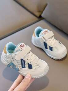 1 Pair New Spring/Autumn Kids' Breathable Mesh Sports Shoes, Boys/Girls Soft Sole Non-Slip Casual Sneakers, Fashion Versatile Running Shoes - Blue - View 4