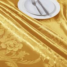 Satin Jacquard Fabric 3 Yards, 49\ Wide Peony Pattern Shiny Silky Brocade Fabric For Dress, Shirts, Tablecloth, Table Runner, Wedding Decor, DIY Crafts, Gold - 金色 - 查看 3