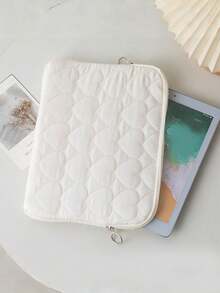 一款绗缝心形平板电脑包，大容量收纳包，笔记本电脑包，笔记本电脑保护套，适用于 11/13/15 英寸笔记本电脑，是教师、学生、上班族、教室和办公室的理想之选。 - 白色 - 查看 4