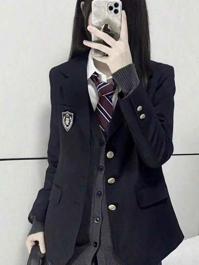 jk 制服 日本のスーツジャケット 学生 大学 3 ピース 学校供給 小さなスーツ トップス シンプル