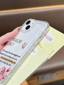 1个极简主义宗教标语、蝴蝶郁金香图案防滑透明气垫软手机壳，兼容 11/12/13/14/15/16/17 Pro Max - 彩色 - 查看 3