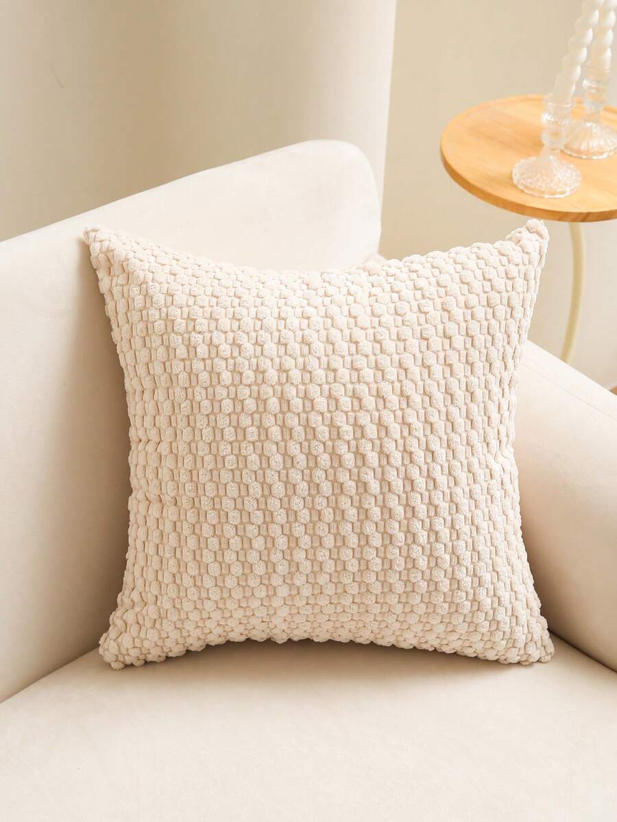1pc Solid Corduroy Pillowcase (Without Filling), Simple Jacquard Pillowcase, Universal Cushion Cover, Suitable For Home Decor, Living Room Sofa, Bedroom, Outdoor, All Season - White - View 1