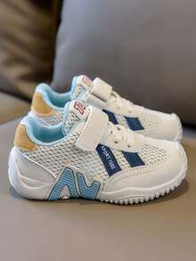 1 Pair New Spring/Autumn Kids' Breathable Mesh Sports Shoes, Boys/Girls Soft Sole Non-Slip Casual Sneakers, Fashion Versatile Running Shoes - Blue - View 2