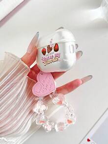 Strawberry Painted Transparent Fashion Bluetooth Earphone Case Compatible With AirPod Case, Headphones, Pro 3 Case, Pro (2nd Generation), 3, Pro, 1/2, 4 Case Cover