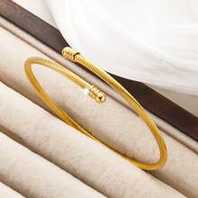 1 chiếc vòng tay nữ bằng thép không gỉ mạ vàng 18K, phối màu vàng và bạc - Thiết kế xoắn ốc có thể xếp chồng lên nhau, phù hợp cho cả ngày thường và những dịp đặc biệt, là lựa chọn quà tặng hoàn hảo cho nam, nữ và gia đình/bạn bè. - vòng tay dây thừng - Xem 23