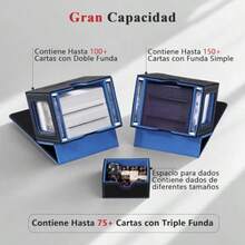 Caja De Cartas Para MTG Commander MTG Deck Box Con 2 Escaparate Commander para 100 cartas con doble funda 2 compartimento para un protector rígido de 35pt 1 cajón para dados Azul - Azul - Ver 3