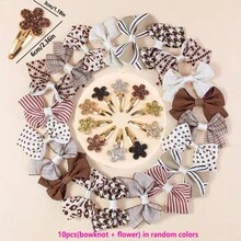5/10pcs Vintage Pet Bow Hair Clips, Artistic Colors, Stripes, Polka Dots, Plaid, Heart Patterns And More. Cute Dog Grooming Clips, Metal Clips, Alligator Clips, Mixed Color Puppy Bows. Fashionable Accessories For Valentine's Day - Multicolor - View 12