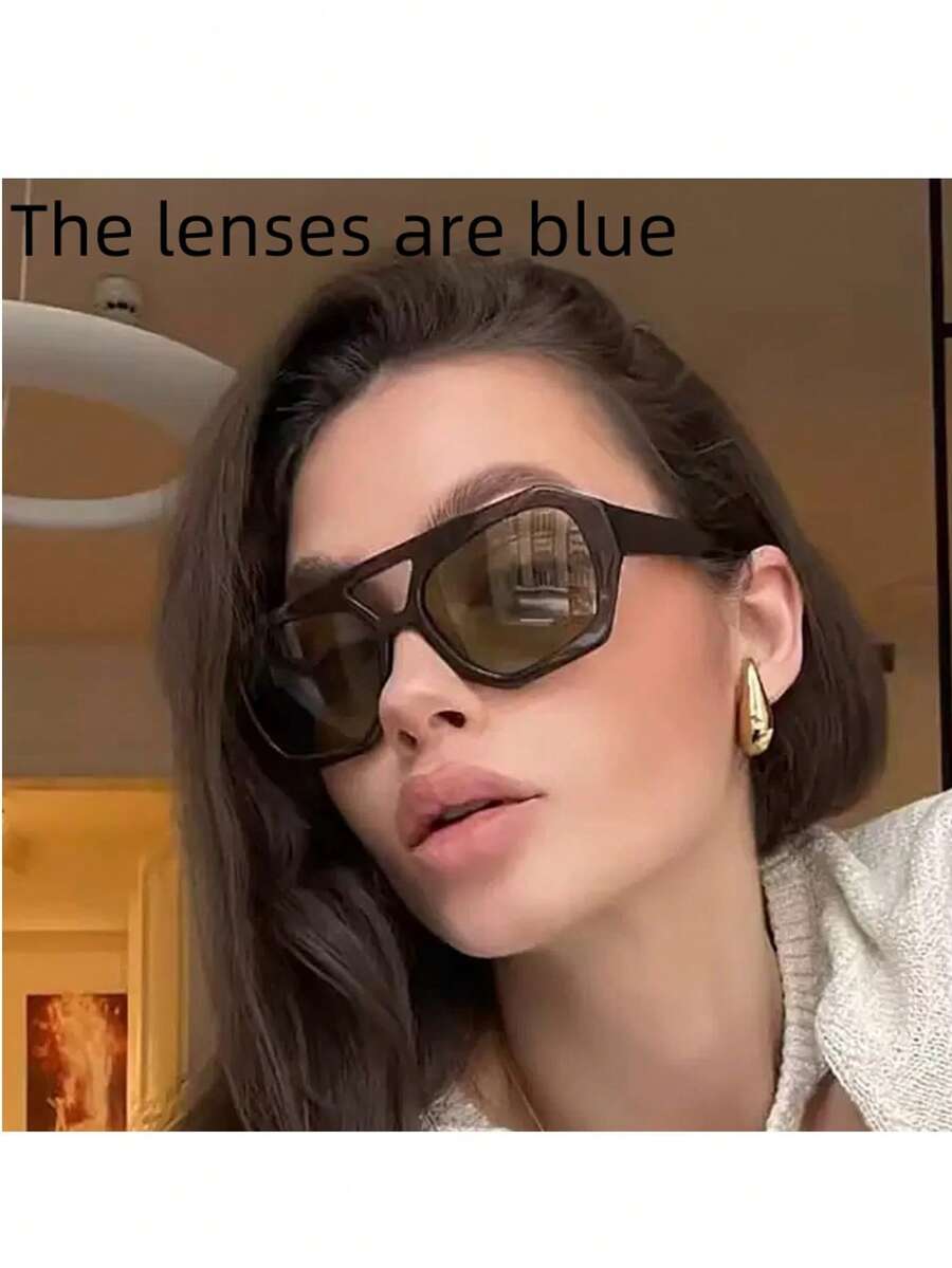 A Pair Of Bohemian-Style Glasses, Women's Design, Suitable For Both Men And Women, Perfect For Vacation, Travel, And Photo Shoots. Made Of Bohemian PC Material, Non-Prescription Women's Glasses, Suitable For All Seasons. Boho PC None - 黑色 - 查看 1