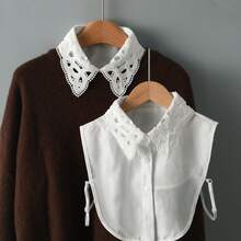 1pc Women's Chiffon Lace Hollow Embroidered Detachable Collar, Multi-Functional Sweater Dickey, Half-Shirt Design, Adjustable & Removable, Suitable For Autumn/Winter Everyday Wear - White - View 10