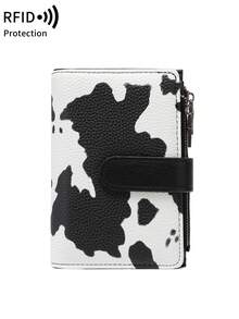 MIYIN 时尚复古女士短款钱包，多功能大容量三折信用卡夹，RFID 防盗刷钱包，适合日常使用，可装信用卡/身份证/硬币/现金/收据/照片，女士双拉链手拿包，适合日常购物，小巧便携，可作为礼物、生日礼物、周年纪念礼物。 - 黑色 - 查看 5