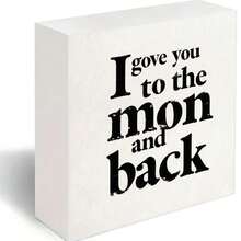 Vintage Artistic White Decorative Wooden Box With Distressed 'I Gave You To The Moon And Back' Text - Perfect Valentine's Day & Birthday Gift For Loved Ones, Minimalist Handwritten-Style Design With Subtle Shadow - White - View 6