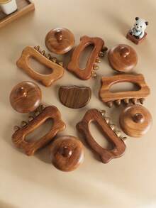 3件套天然檀木材质粗齿按摩梳，身体按摩刮痧板，肌肉放松按摩工具，小型便携式刮痧按摩板，男女通用