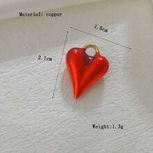 1pc Copper Creative New Fashion Red Heart Pendant, Valentine's Day Jewelry Accessory - Multicolor - View 21