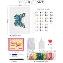 PeakLuv 12 Pcs Butterfly Mini Diamond Painting Kits, Small Diamond Art Kits For Adults, DIY Square Drill Butterfly Gem Art 1-Hour Painting For Home Desktop Decor, 7X6in - 蝴蝶 - 查看 4