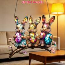 2D Flat Acrylic Easter Bunny Suncatcher, Acrylic Window Decor, Garden Style Decoration, Suitable For Easter, Valentine's Day, Birthday, Housewarming, Spring Celebration - Animal Theme, Perfect For Home, Porch, Bedroom, Patio - Multicolor - View 5