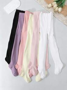 6 chiếc quần legging bó sát màu trơn cho bé gái, kiểu dáng tối giản, dễ phối đồ, phù hợp cho bé gái mặc hàng ngày, mọi mùa. - Nhiều màu - Xem 5