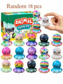 4/8/12/16/17/18/24个迷你柔软可爱动物玩具 - 多种柔软可爱玩具，缓解压力 - 可爱有趣的桌面宠物配件（随机）