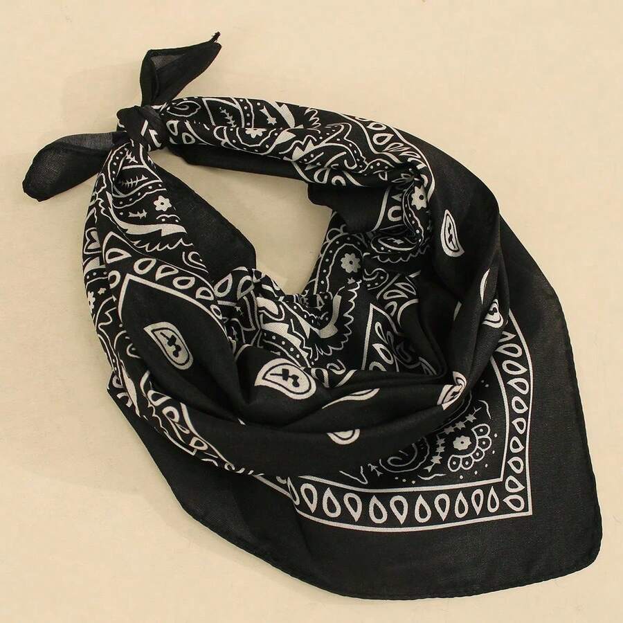 1pc Women Paisley Pattern Fashionable Bandana For Dress Decoration Women Head Wrap,Western Style Accessories - Black - View 1