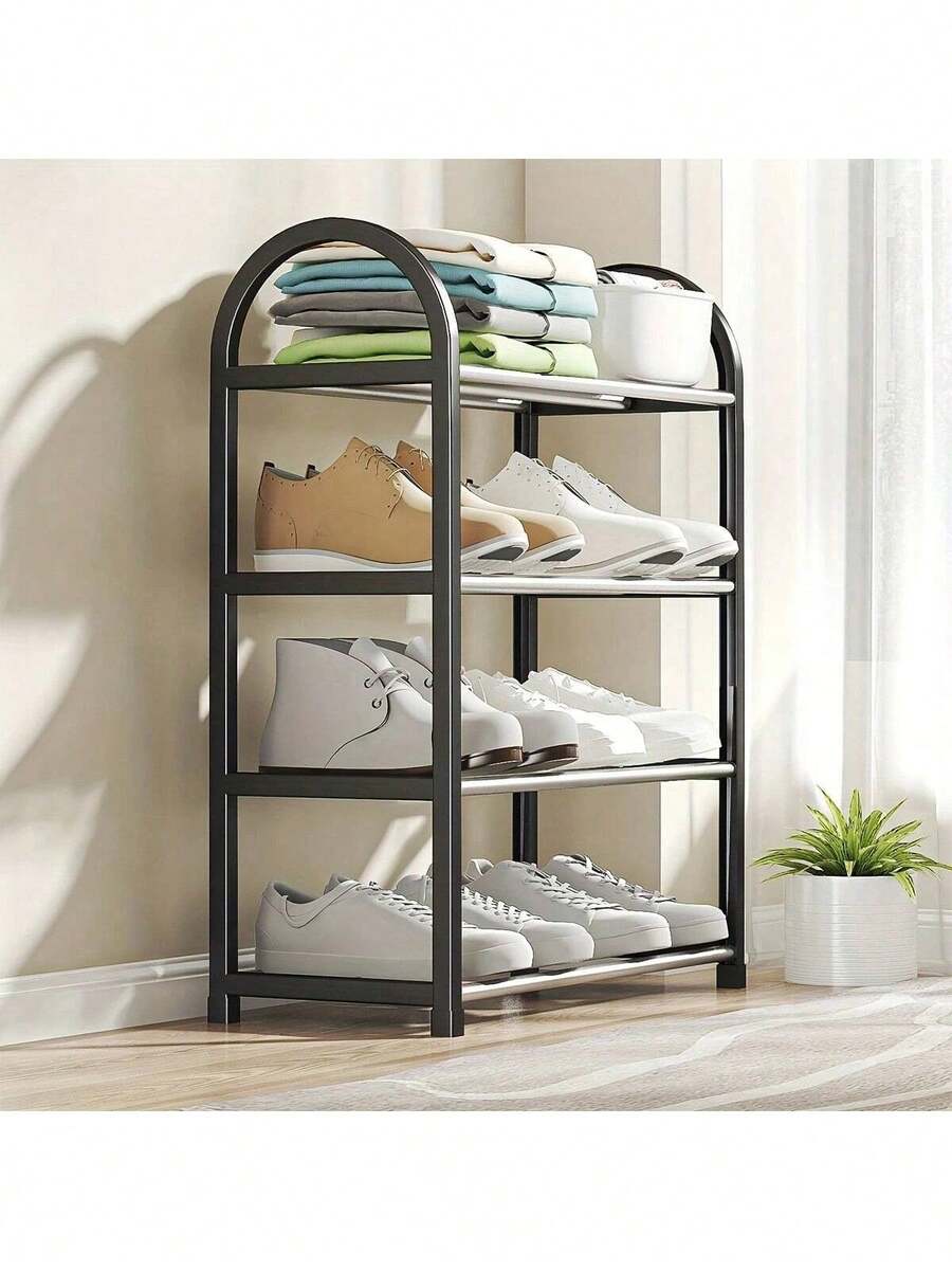 Multi-Tier Sturdy Tabletop Shoe Rack, Home Use, Minimalist Entryway Shoe Cabinet, Multifunctional Dorm Shoe Rack, Minimalist Design - Black - View 1