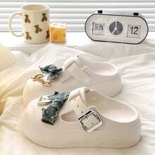 Summer Fashion Versatile Cute Bow Slip-On Casual Beach Sandals - White - View 3