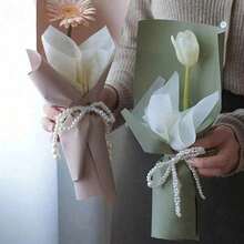 5pcs-Faux Pearl Bowknot Decoration, Beaded Chain Party Supplies Flower Shop Bouquet Rose Arrangement Accessory, Holiday Parties And Floral DIY Packaging Decoration,Pearl Bow Cake Toppers, Bow Decorations, Flower Wrapping Beads, And Floral Supplies For Cake Decoration. Romantic Cake Decoration Set Suitable For Birthdays, Anniversaries, Weddings, Autumn Decoration Mother's Day Graduation - 彩色 - 查看 7