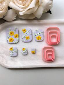 Pastel Square Polymer Clay Cutter Set - Multi-Size Nested Square Clay Cutters & Sweet-Floral Style DIY Craft Tools, Ideal For Creating Flower-Themed Earrings, Brooches & Decor Pieces - TH155 - 查看 4