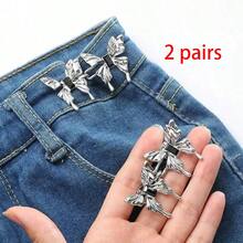1 Pair Adjustable Butterfly Waistband Button, Detachable And Seamless, Ideal For Altering Waist Size On Jeans, No Need For Sewing Or Nailing - Waist Slimming Tool