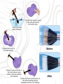 1PC Silicone Makeup Brush Cleaning Mat - Better Clean Your Makeup Tools. Features A Suction Cup, Wear-Resistant, Reusable, Portable Makeup Brush Cleaning Tool Made Of Silicone With Smooth Edges. - Multicolor - View 8