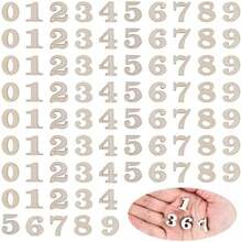 0.6 Inch 100 PCS Natural Wooden Numbers, 0-9 Unfinished Unpainted Calendar Numbers For DIY Crafts Sorting Grid Organizer Scrapbooking Home Decorations, 15mm - / - View 1