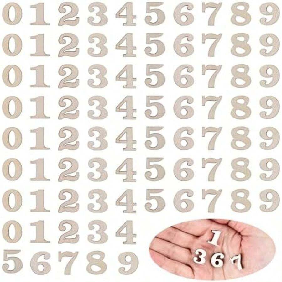 0.6 Inch 100 PCS Natural Wooden Numbers, 0-9 Unfinished Unpainted Calendar Numbers For DIY Crafts Sorting Grid Organizer Scrapbooking Home Decorations, 15mm - / - View 1