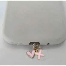 1pc Pink Heart-Shaped Metal Dust Plug, 26 Letter Heart Charging Port Protector Cover, DIY Phone Decor Compatible With Apple/Type-C, Mobile Device Dust-Proof Accessory, Girly Letter Heart Dust Plug, Gift For Friends, Valentine's Day Gift, Festival Small Gift Gifts For Mother, Family, Friends, Kids, Birthday, Holiday Phone Accessories Phone Charm - Pink Type-c - View 26