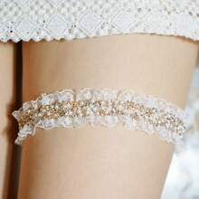 Handmade Sexy Lace Elastic Leg Loops, Lace Pearl Accessories, Wedding Garter For Brides