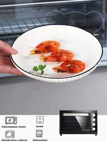 9/7/4/2 件套竖条纹陶瓷餐盘套装，7 英寸，适用于烤箱和微波炉，可用于家庭、餐厅，盛放沙拉、牛排、甜点和面包。