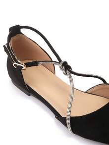 1 Paar einfarbige Mode Kreuz-Riemen Mule Flache Schuhe, spitzer Zehenbereich mit Rückriemen, geeignet für Frühling/Sommer Urlaub - Schwarz - Übersicht 6