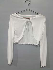 1件女士不对称纽扣针织开衫，长袖轻薄披肩，黑色、白色、灰色、粉色可选，适合搭配吊带连衣裙、沙滩装。 - 彩色 - 查看 8