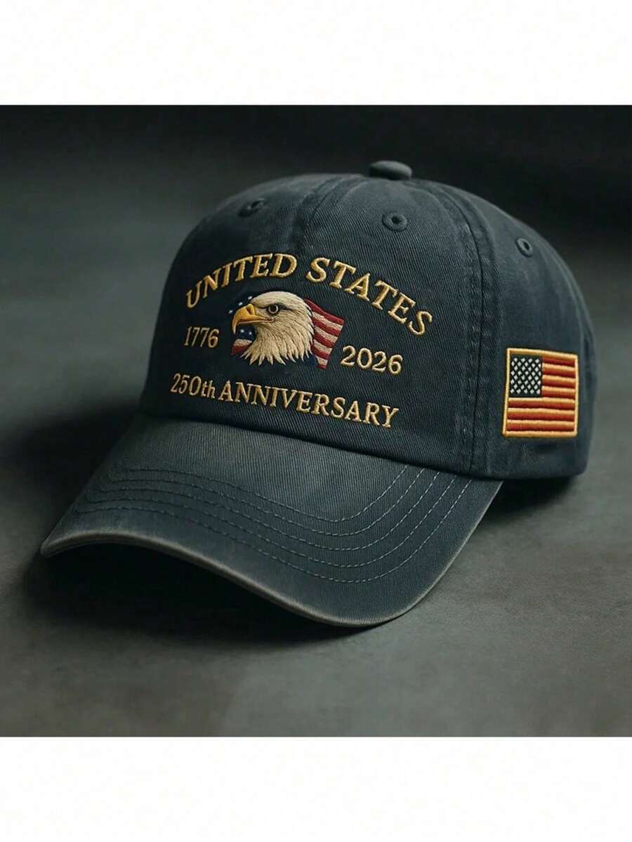 2026Gorra de béisbol estampada nueva, logo 3D estampado térmico, conmemorativa del 250° aniversario de EE.UU. - Y azul marino (versión impresa) - Ver 1