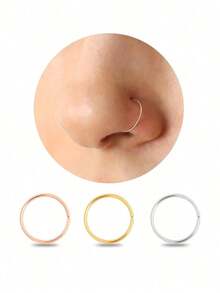 3Pcs 14K Gold Plated Nose Rings Hoops For Women Men 22 Gauge 8mm Small Thin Nose Piercing Jewelry Tiny Septum Cartilage Helix Tragus Earrings Hoops 1OTP - B-3 chiếc 8mm/0.32in Bạc & Vàng & Vàng hồng - Xem 8