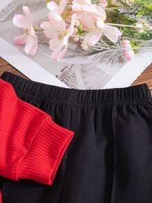 Bộ 2 món áo nỉ dài tay cổ tròn họa tiết hoa cho bé gái, thích hợp mặc mùa xuân/thu. - Đỏ - Xem 7