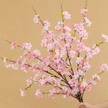 1 Piece/2 Pieces/3 Pieces, Artificial Cherry Blossoms, Peach Blossoms, 106 Cm Long, 4 Branches Per Plant, Artificial Plants, Green Artificial Plants, Polyester Fabric, Durable, Modern And Simple Style - Multicolor - View 8
