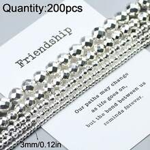 30/50/100/200/300颗水镀圆形切割珠子，钻孔刻面珠子，手工DIY首饰制作材料，手工串珠，赤铁矿，项链散珠 - diy - 查看 17